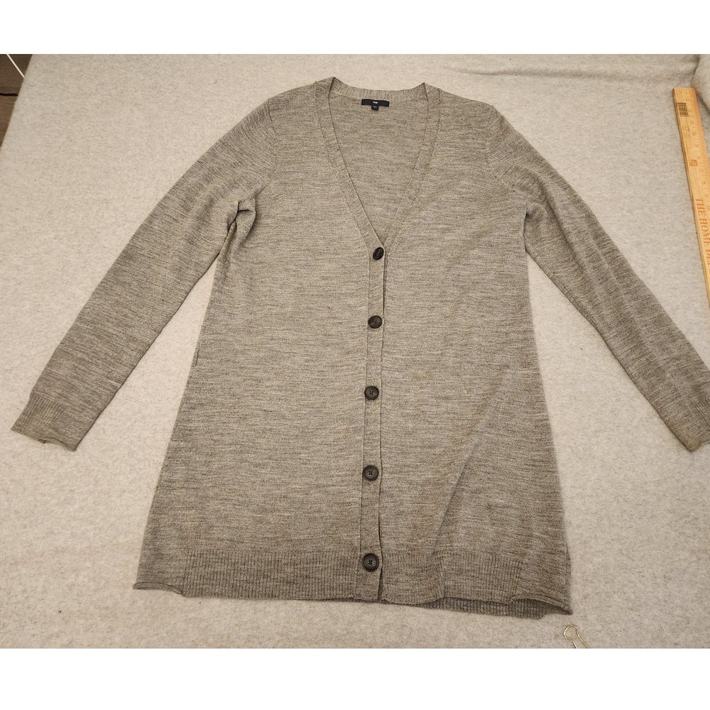 Gap Sweater‎ Womens Large Gray Long Cardigan Button Front Wool Blend Knit